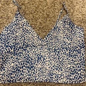 Blue and white crop top